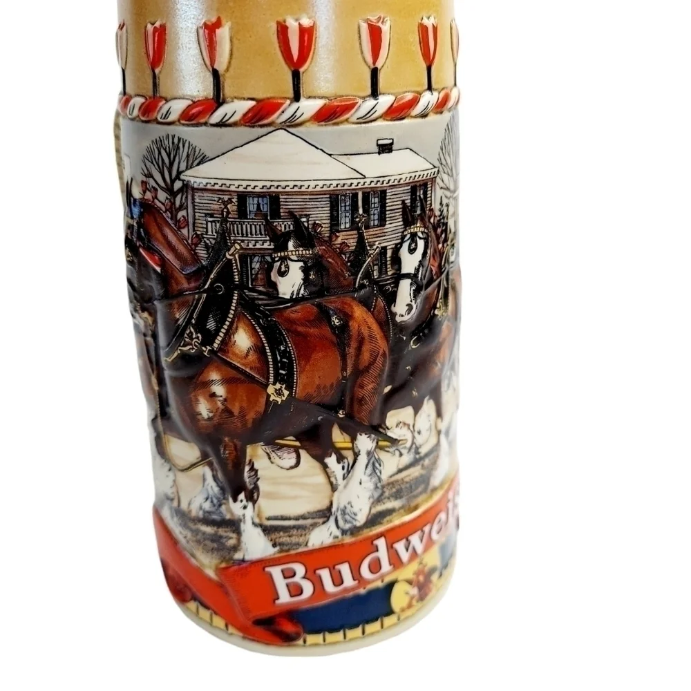 Budweiser Holiday Steins Collectible Holiday Stein Series (Year 1986) 2 Beer Mug